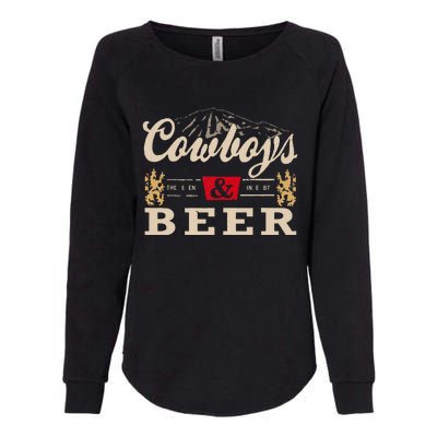 Vintage Cow Western And Beer Cow Lovers Womens California Wash Sweatshirt