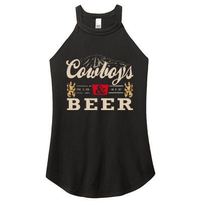 Vintage Cow Western And Beer Cow Lovers Women's Perfect Tri Rocker Tank