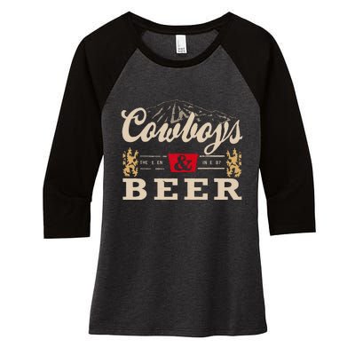 Vintage Cow Western And Beer Cow Lovers Women's Tri-Blend 3/4-Sleeve Raglan Shirt