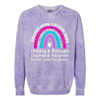 Viral Chicken Wing Chicken Wing Hot Dog Bologna Song Lyric Colorblast Crewneck Sweatshirt