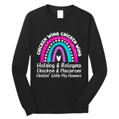 Viral Chicken Wing Chicken Wing Hot Dog Bologna Song Lyric Long Sleeve Shirt