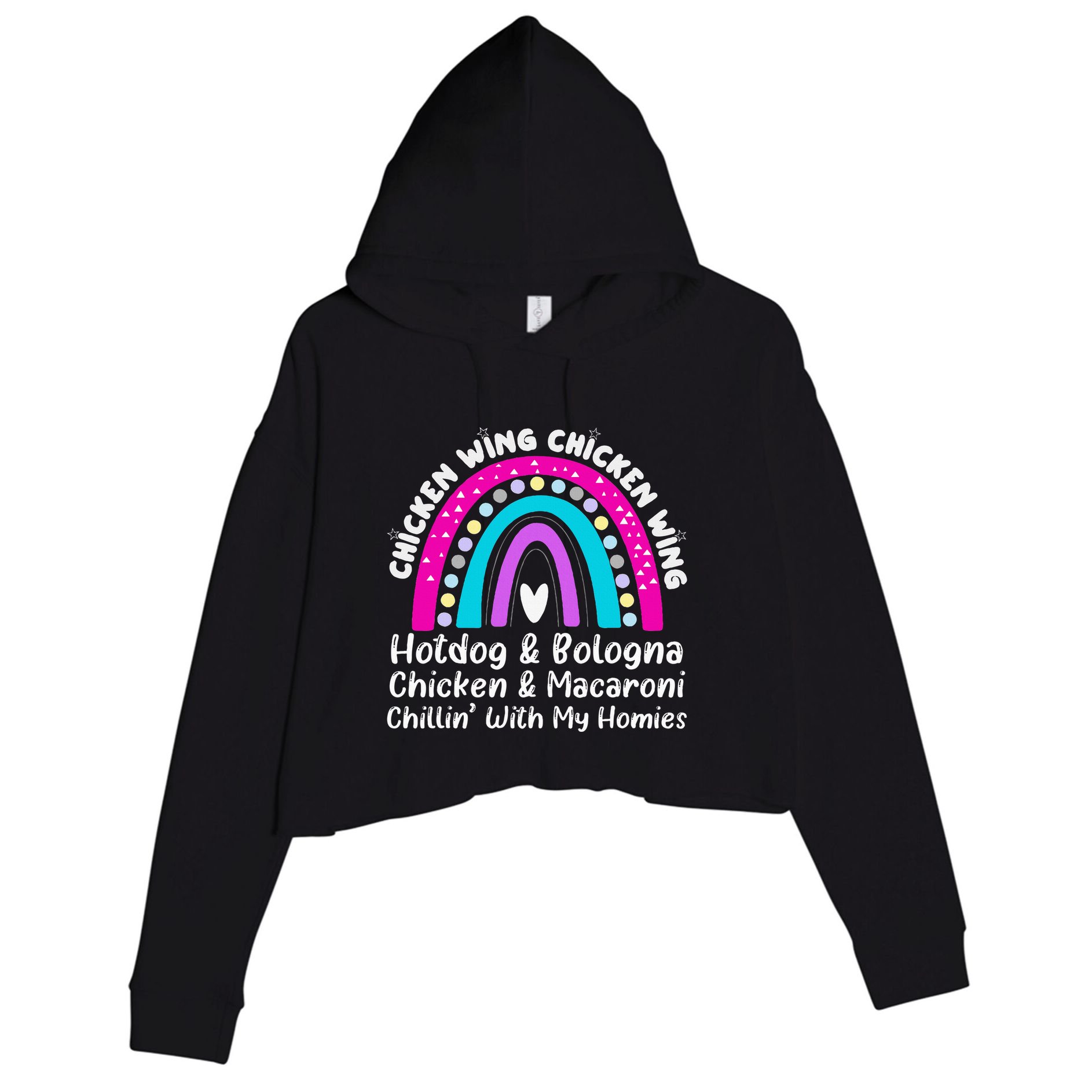 Viral Chicken Wing Chicken Wing Hot Dog Bologna Song Lyric Crop Fleece Hoodie