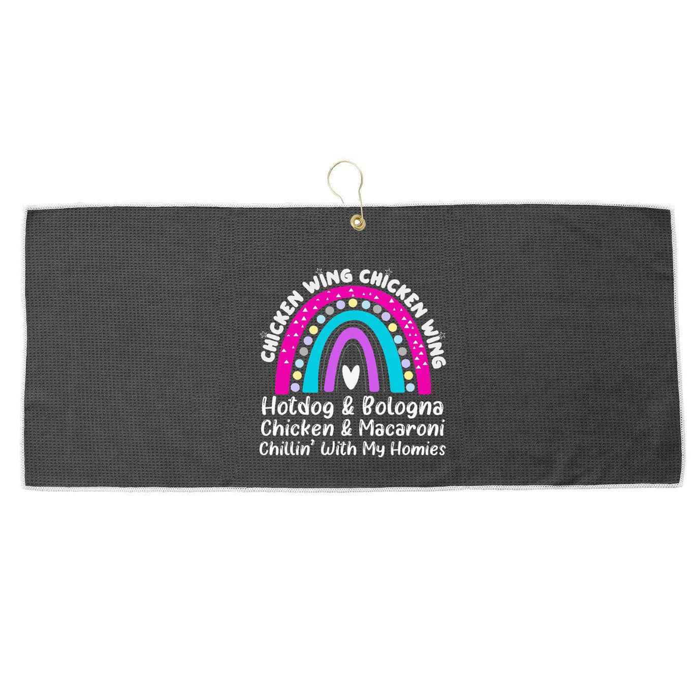 Viral Chicken Wing Chicken Wing Hot Dog Bologna Song Lyric Large Microfiber Waffle Golf Towel