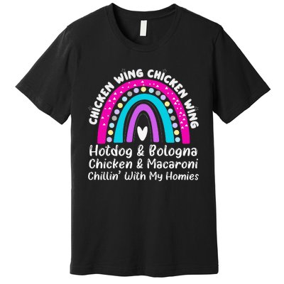 Viral Chicken Wing Chicken Wing Hot Dog Bologna Song Lyric Premium T-Shirt