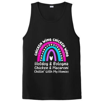 Viral Chicken Wing Chicken Wing Hot Dog Bologna Song Lyric PosiCharge Competitor Tank
