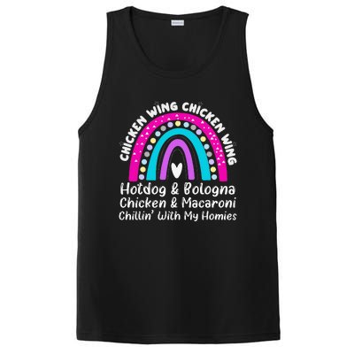 Viral Chicken Wing Chicken Wing Hot Dog Bologna Song Lyric PosiCharge Competitor Tank