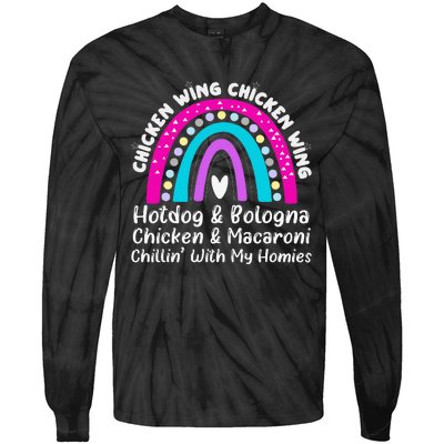 Viral Chicken Wing Chicken Wing Hot Dog Bologna Song Lyric Tie-Dye Long Sleeve Shirt