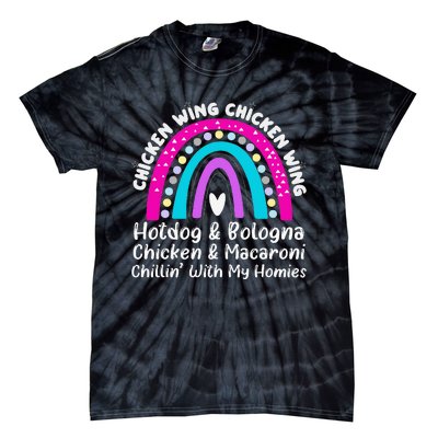 Viral Chicken Wing Chicken Wing Hot Dog Bologna Song Lyric Tie-Dye T-Shirt