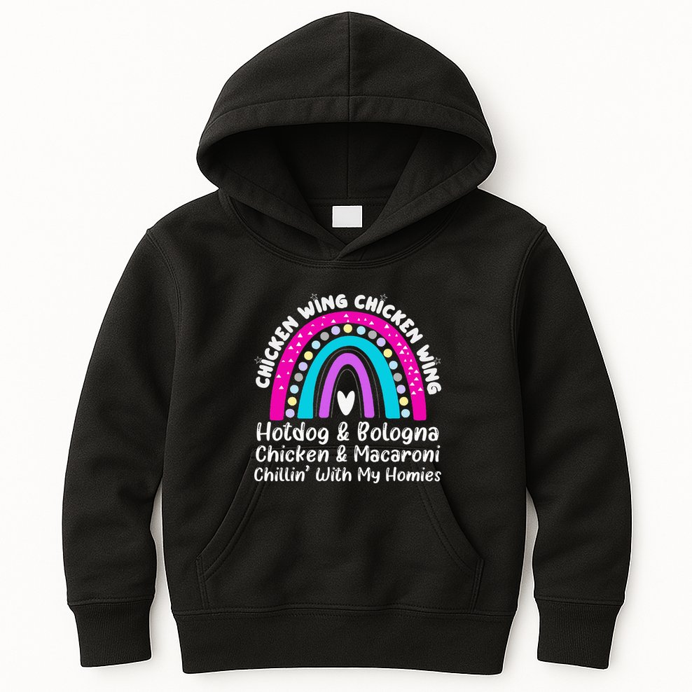 Viral Chicken Wing Chicken Wing Hot Dog Bologna Song Lyric Kids Hoodie