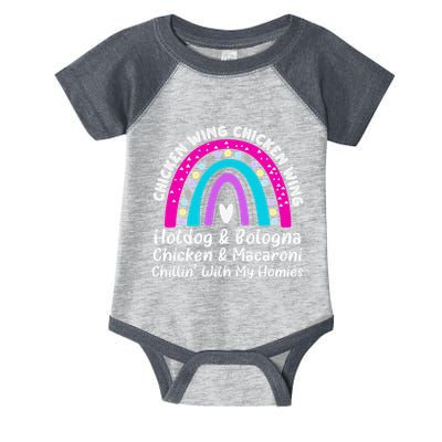 Viral Chicken Wing Chicken Wing Hot Dog Bologna Song Lyric Infant Baby Jersey Bodysuit