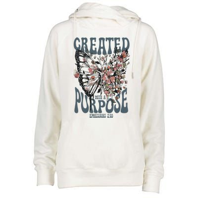 Vintage Created With A Purpose Butterfly Floral Womens Funnel Neck Pullover Hood