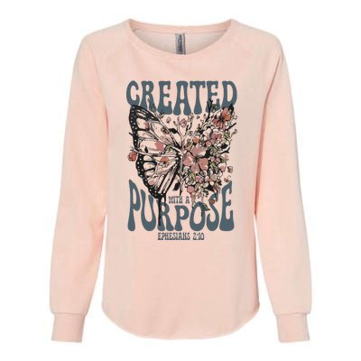 Vintage Created With A Purpose Butterfly Floral Womens California Wash Sweatshirt