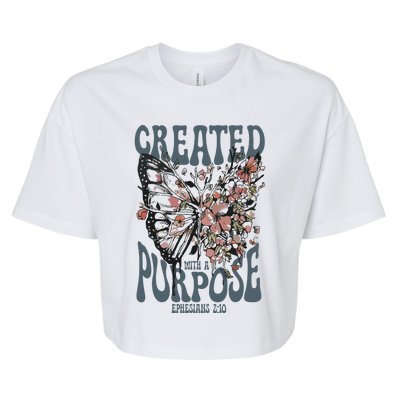 Vintage Created With A Purpose Butterfly Floral Bella+Canvas Jersey Crop Tee