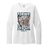 Vintage Created With A Purpose Butterfly Floral Womens CVC Long Sleeve Shirt