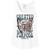 Vintage Created With A Purpose Butterfly Floral Ladies Essential Tank