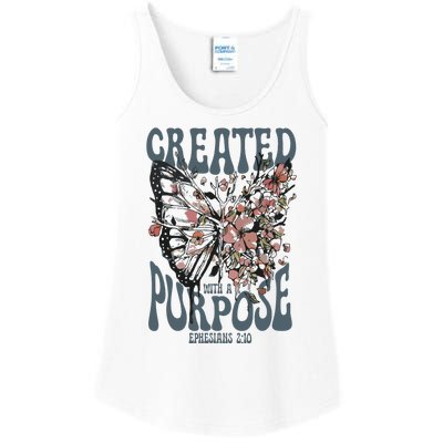 Vintage Created With A Purpose Butterfly Floral Ladies Essential Tank