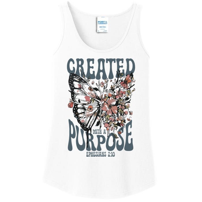 Vintage Created With A Purpose Butterfly Floral Ladies Essential Tank