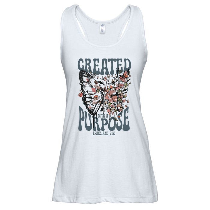 Vintage Created With A Purpose Butterfly Floral Ladies Essential Flowy Tank