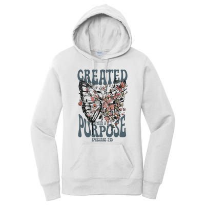 Vintage Created With A Purpose Butterfly Floral Women's Pullover Hoodie