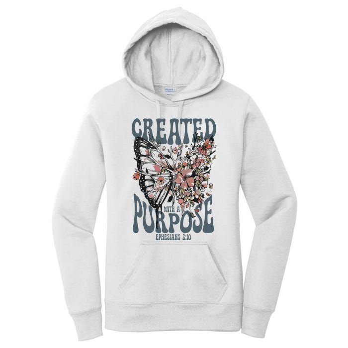 Vintage Created With A Purpose Butterfly Floral Women's Pullover Hoodie