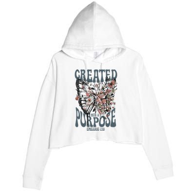 Vintage Created With A Purpose Butterfly Floral Crop Fleece Hoodie