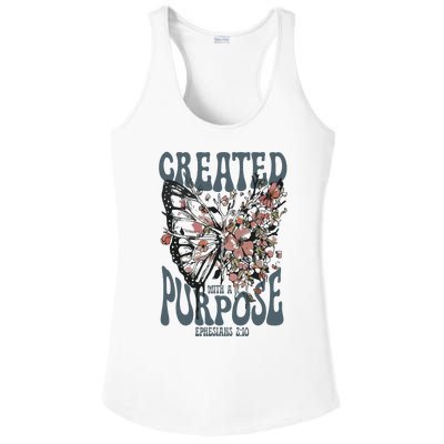 Vintage Created With A Purpose Butterfly Floral Ladies PosiCharge Competitor Racerback Tank