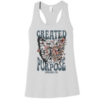 Vintage Created With A Purpose Butterfly Floral Women's Racerback Tank