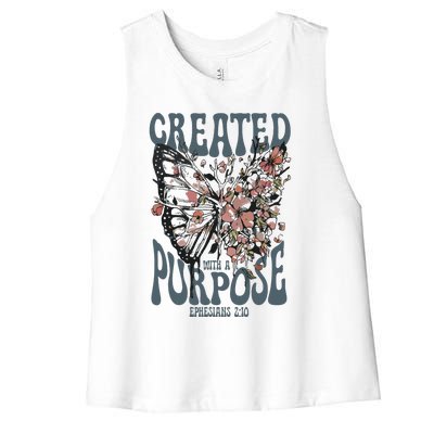 Vintage Created With A Purpose Butterfly Floral Women's Racerback Cropped Tank