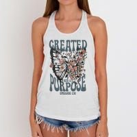 Vintage Created With A Purpose Butterfly Floral Women's Knotted Racerback Tank