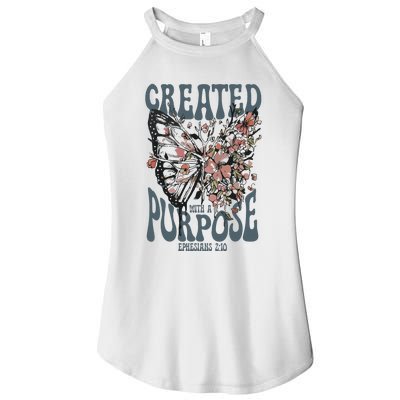 Vintage Created With A Purpose Butterfly Floral Women's Perfect Tri Rocker Tank