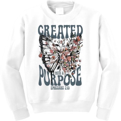 Vintage Created With A Purpose Butterfly Floral Kids Sweatshirt