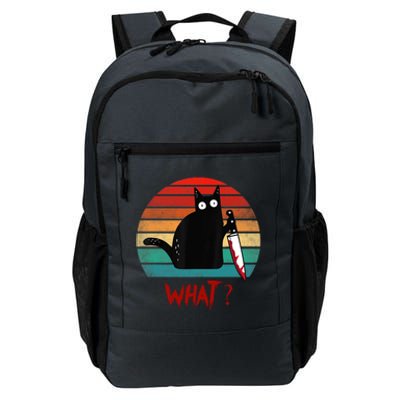 Vintage Cat What? Funny Black Cat Murderous Cat With Knife Gift Daily Commute Backpack