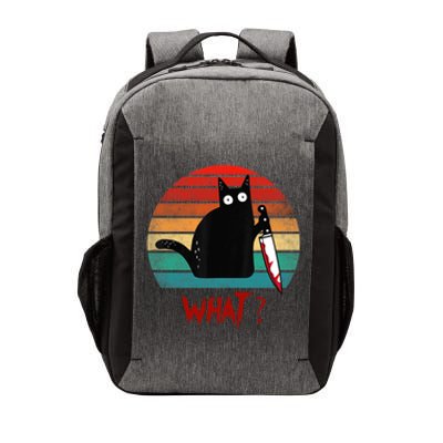 Vintage Cat What? Funny Black Cat Murderous Cat With Knife Gift Vector Backpack