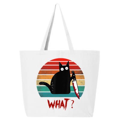 Vintage Cat What? Funny Black Cat Murderous Cat With Knife Gift 25L Jumbo Tote