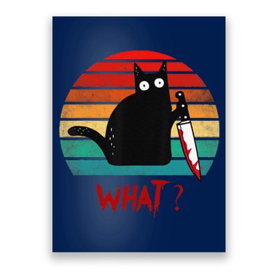 Vintage Cat What Funny Black Cat Murderous Cat With Knife Poster