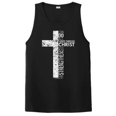 vintage Cross with Philippians 413 Christian  PosiCharge Competitor Tank