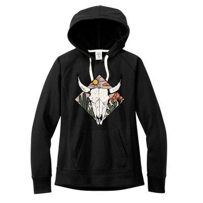 Vintage Country Western Desert Bull Cool Country Bull Head Women's Fleece Hoodie