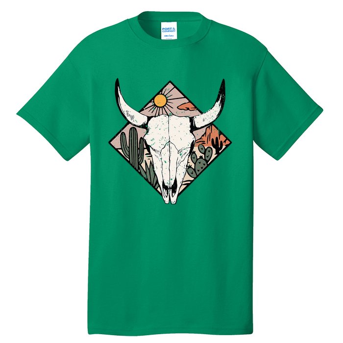 Vintage Country Western Desert Bull Cool Country Bull Head Tall T-Shirt