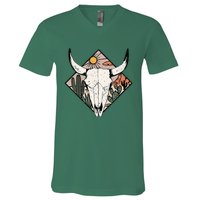 Vintage Country Western Desert Bull Cool Country Bull Head V-Neck T-Shirt