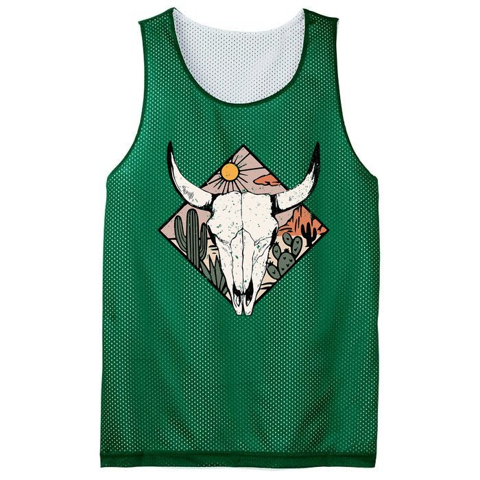 Vintage Country Western Desert Bull Cool Country Bull Head Mesh Reversible Basketball Jersey Tank