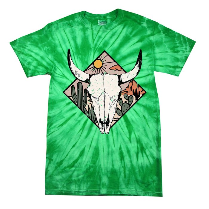 Vintage Country Western Desert Bull Cool Country Bull Head Tie-Dye T-Shirt