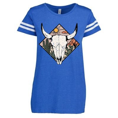 Vintage Country Western Desert Bull Cool Country Bull Head Enza Ladies Jersey Football T-Shirt