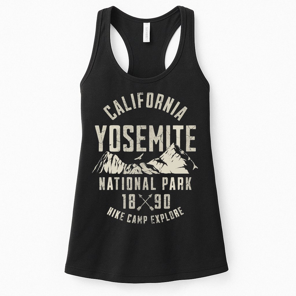Vintage California Yosemite National Park California Nature Hiking Outdoors Womens Tank Top