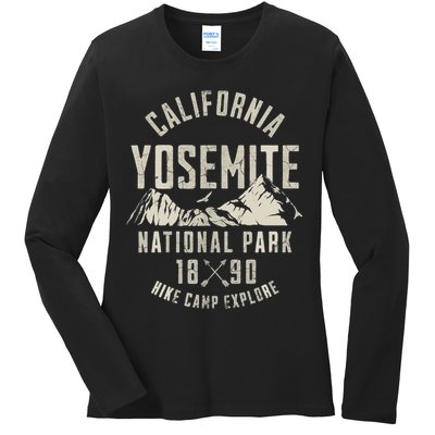 Vintage California Yosemite National Park California Nature Hiking Outdoors Ladies Long Sleeve Shirt
