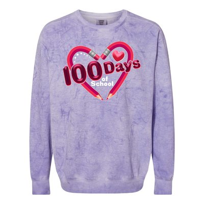 Valentines Day 100 Days Of School Colorblast Crewneck Sweatshirt