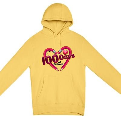 Valentines Day 100 Days Of School Premium Pullover Hoodie