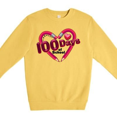 Valentines Day 100 Days Of School Premium Crewneck Sweatshirt