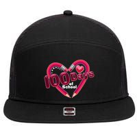 Valentines Day 100 Days Of School 7 Panel Mesh Trucker Snapback Hat