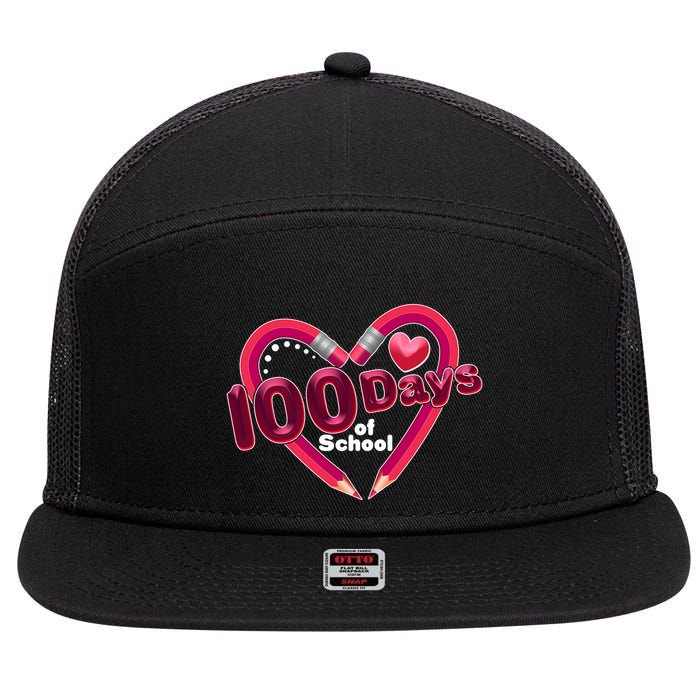 Valentines Day 100 Days Of School 7 Panel Mesh Trucker Snapback Hat