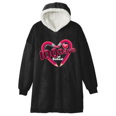 Valentines Day 100 Days Of School Hooded Wearable Blanket